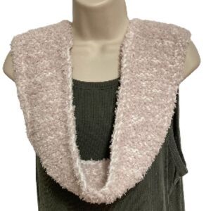 Infinity Scarf Teddy Bear Fuzzy Faux Fur Plush Creamy Color 44  x 4.5 inches
